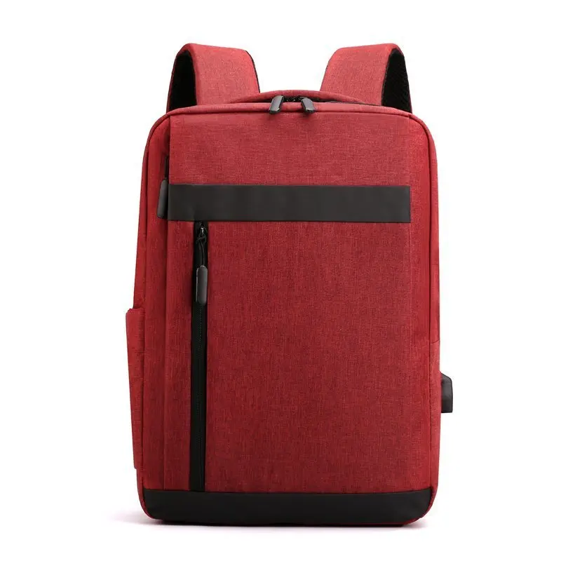 

2pcs Men Double Zipper Backpack With USB Charging Bag Waterproof Nylon Cloth Rucksack