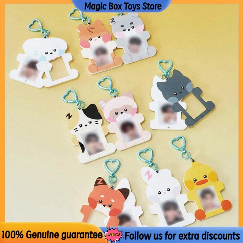 

ZEROBASEONE ZB1 Zeroni Fluffy Wonderland Magnetic Photo Card Holder Cute Animal Heart Keychain Idol Star Display For Kpop Fans