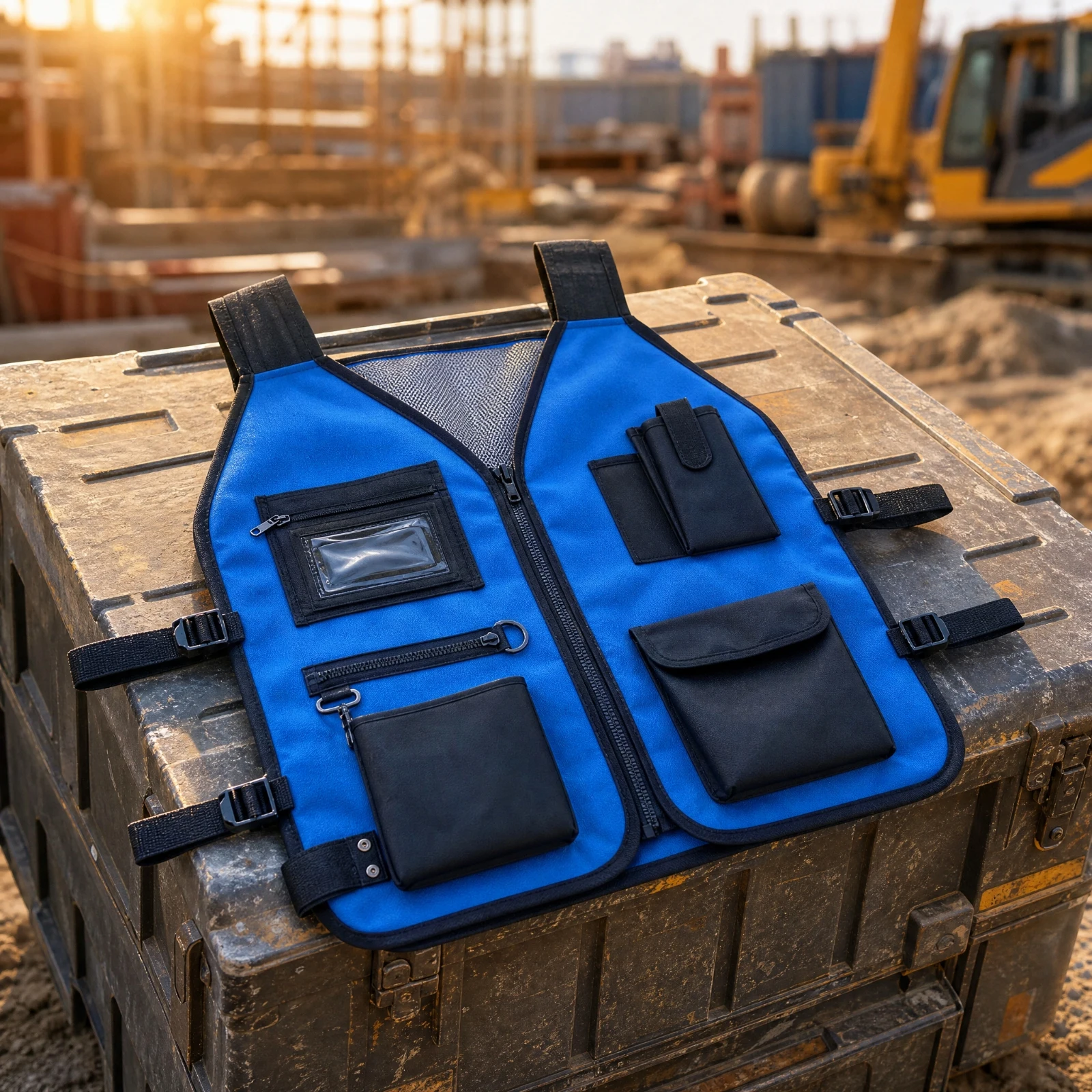 Multifunctional Work Vest Breathable Electrician Tool Vest High Visibility Hook-and-Loop Closure for Electricians