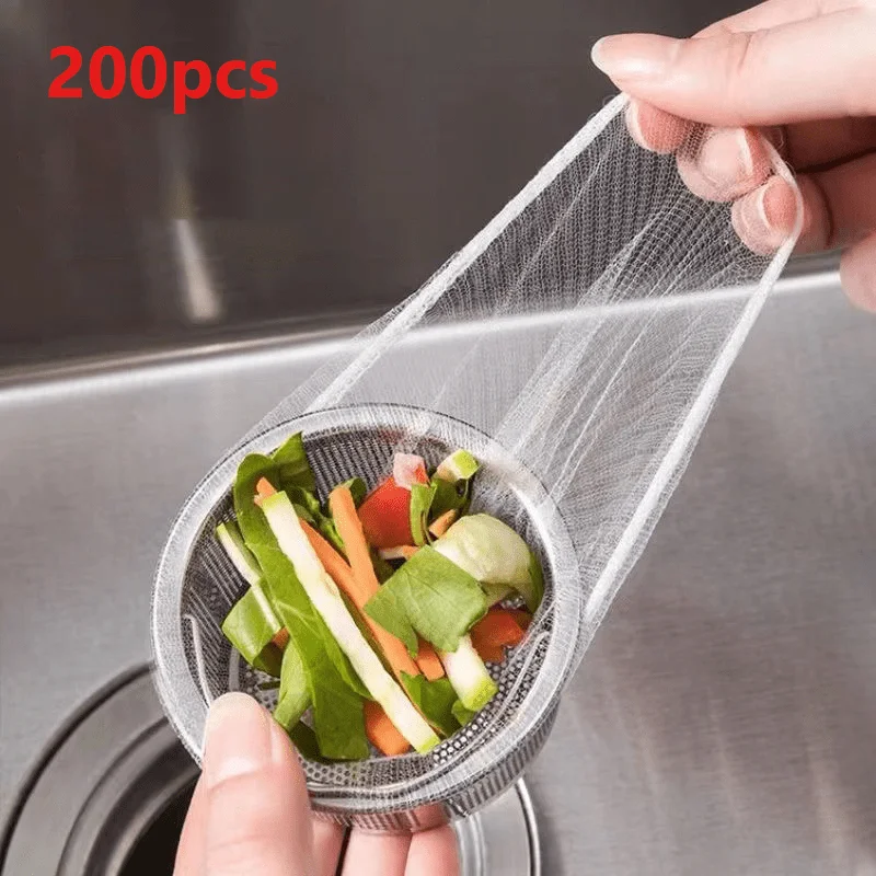 200pcs Disposable Kitchen Sink Strainer Mesh Bag - Collecting Food Waste Leftover - Reusable & Durable