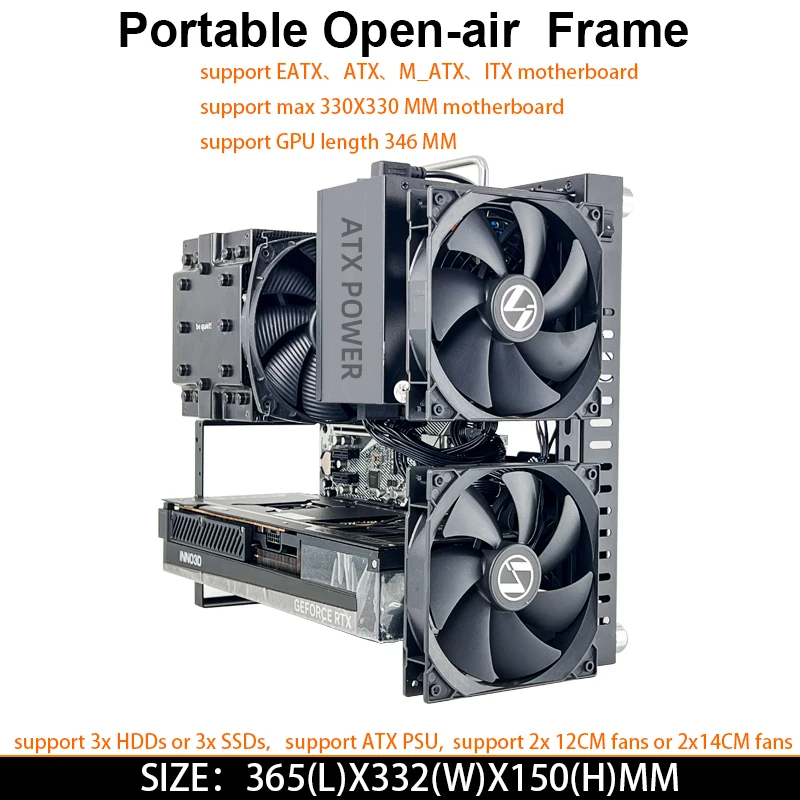 

Модернизированный корпус компьютера «сделай сам», рамка для ПК, настольный открытый корпус, испытательный стенд для ПК, поддержка материнской платы EATX/ATX/MATX/ITX и вентилятора 12 см/14 см