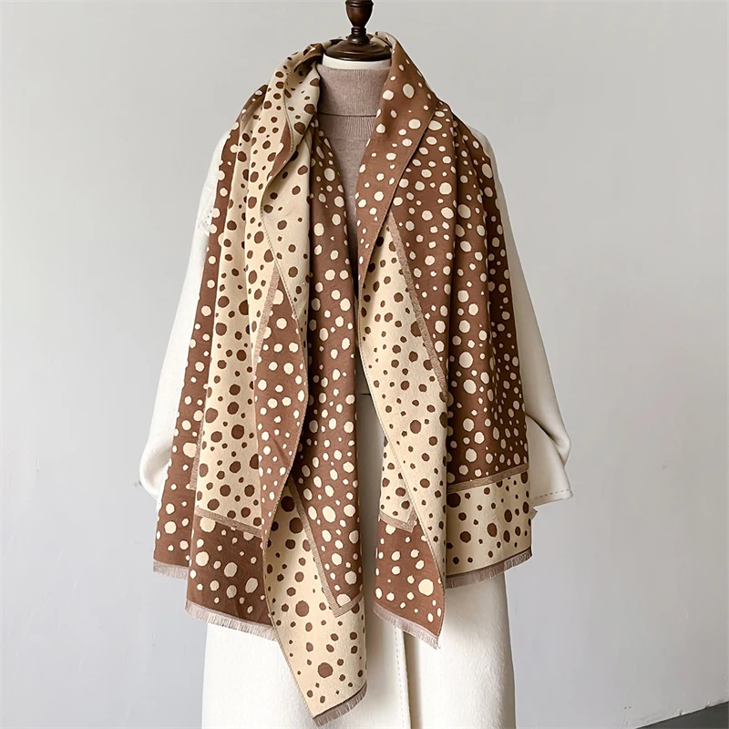 

2024 Dot Pashmina Shawl Warm Cashmere Scarf for Women Luxury Winter Thick Blanket Bufanda Female Wrap Bandana Echarped Stoles