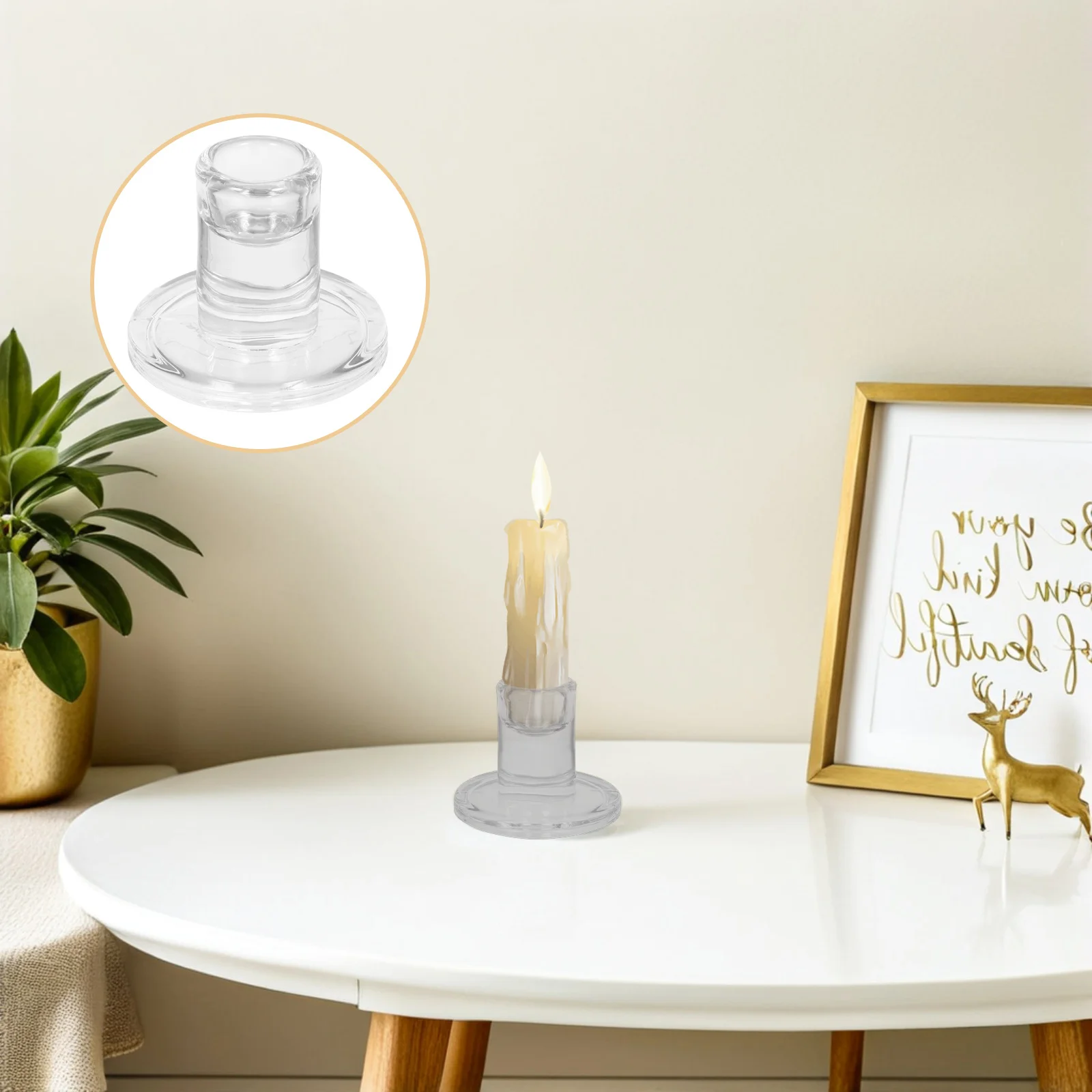 

6Pcs Glass Taper Candleholders Clear Elegant Design Wedding Party Dining Table Centerpieces Glass Taper Candleholders