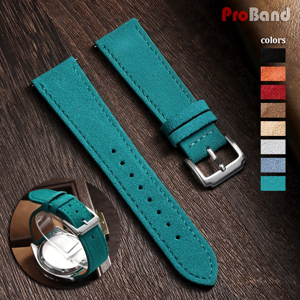 

Vintage Suede Cowhide Watch Straps Leather Band 18mm 19mm 20mm 22mm Quick Release Bracelet for Men Women Universal Wristband