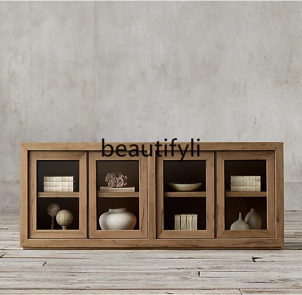 

American Country Style Solid Wood TV Cabinet Nordic Simple Small Apartment Living Room TV Cabinet All Solid Wood