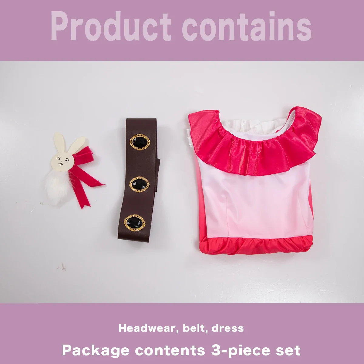 تأثيري OSHI NO KO أنيمي Ai Hoshino تأثيري حلي شعر مستعار التدرج الوردي فستان الأرنب دبوس الشعر لباس غير رسمي ارتفع صافي الاصطناعية