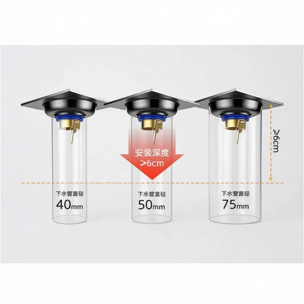 Professional 304 Stainless Steel Floor Drain Anti Insect Deodorant Filter Bathroom Shower Large Flow Waste Water Grate Cover