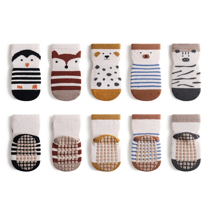 5 Pairs/Lot Autumn Baby Toddler Anti-slip Socks Children\'s Cartoon Indoor Playing Floor Socks 0-5Y