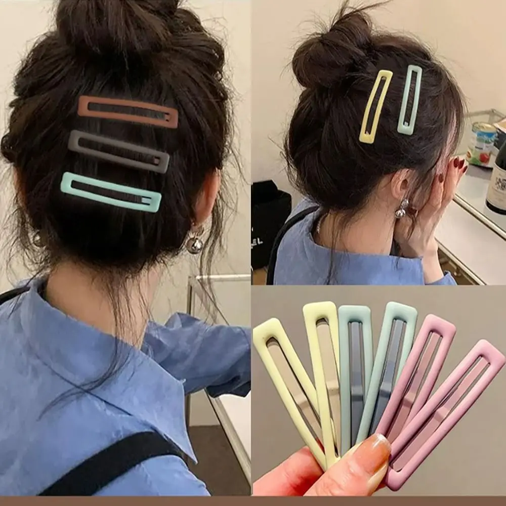 

Korean Style Hair Clip Geometry Hair Accessories Frosting Rectangle Hairpins 6Pcs/set Headwear