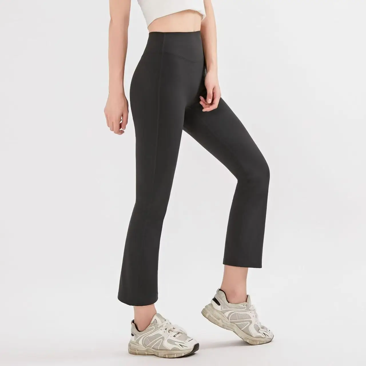Nude High-Waist Elastische Yoga-Mikro-Schlaghose Leggings Gym Pfirsichfarben Hüftstraffend Enganliegend Outdoor Pilates Taillenformend – Detail 8