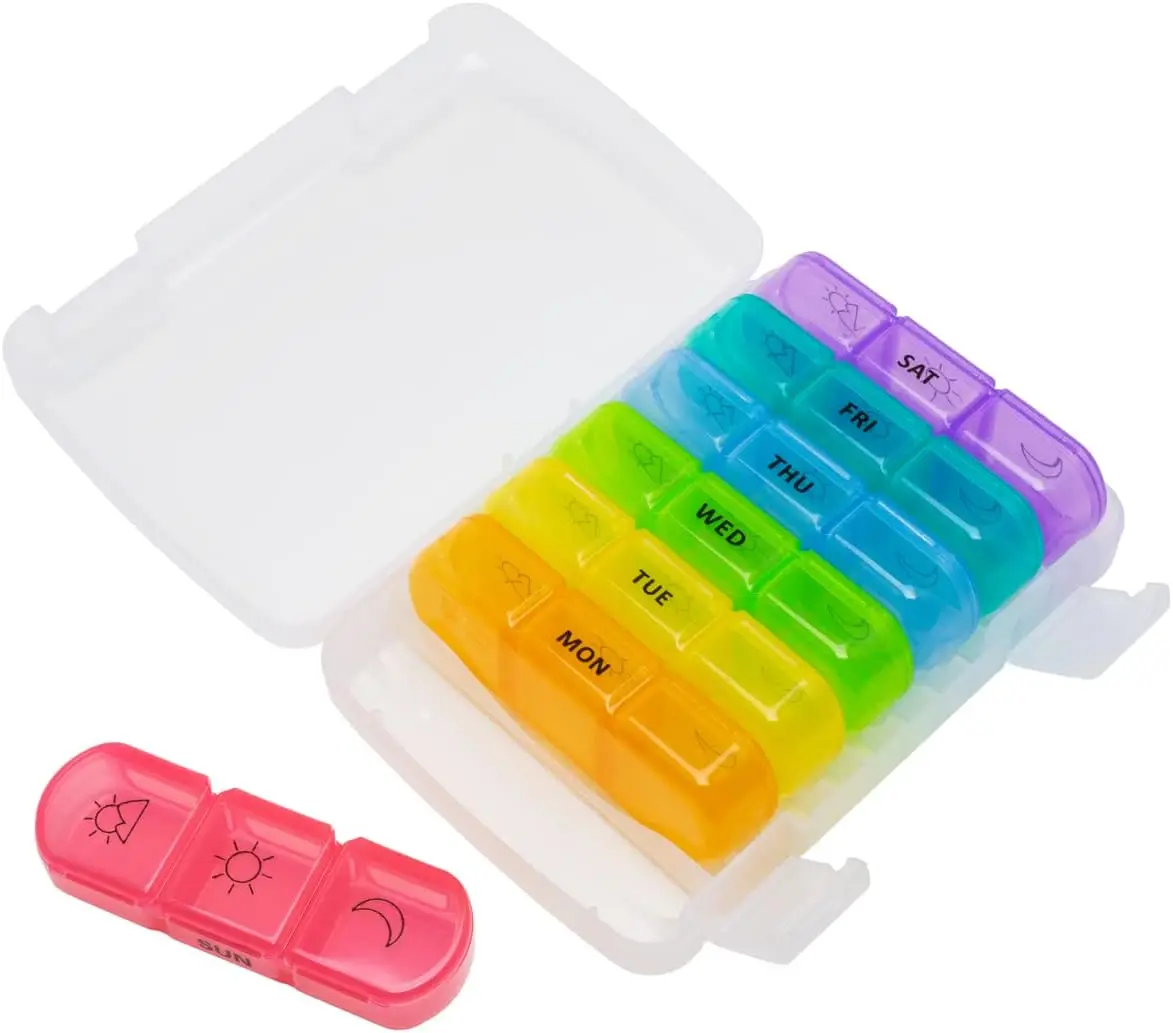

7-Day Pill Organizer, Large Capacity, Removable Daily Compartments, 3 Times a Day, Travel-Friendly, BPA-Free