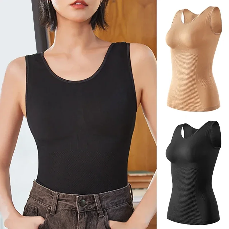 Бесшовный удобный жилет, корректирующее белье для похудения живота, формирователь тела, корсет, нижнее белье, женский топ на бретелях, компрессионный жилет для контроля живота