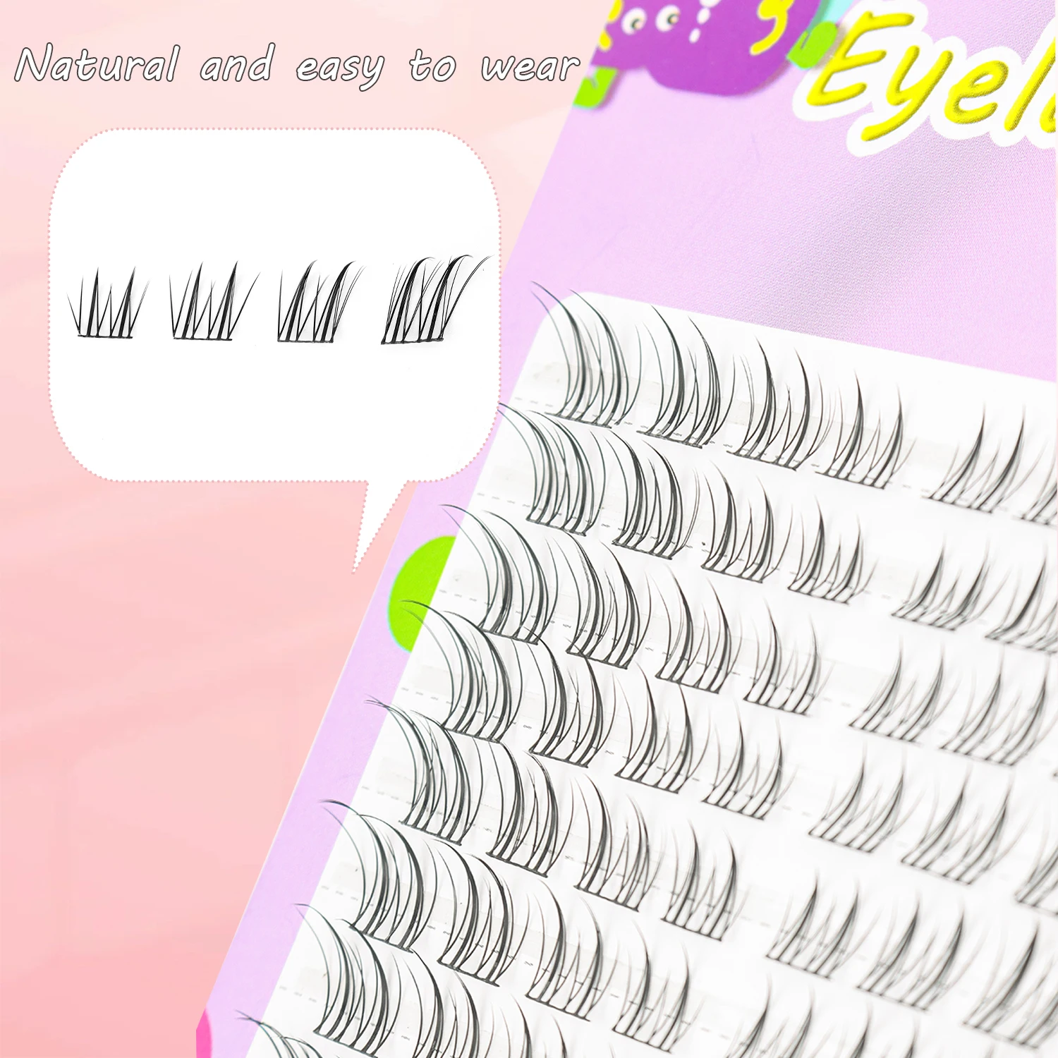 80Pcs Fox Series Slanted Flying Cartoon Eye False Eyelashes Female Group Natural Simulation New Hair Cluster