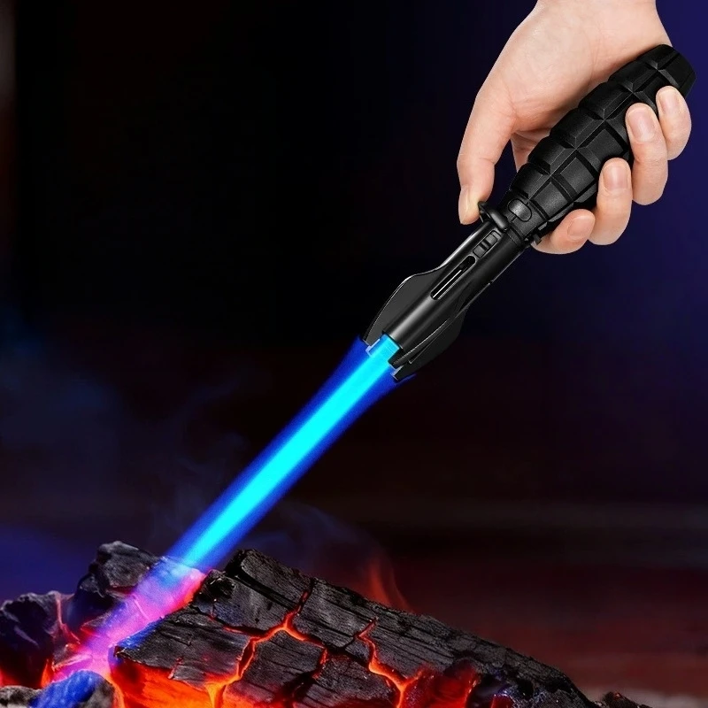 

Outdoor High Temperature and High Firepower Flamethrower Windproof Spray Flame Camping Barbecue Belt Safety Lock Lighter