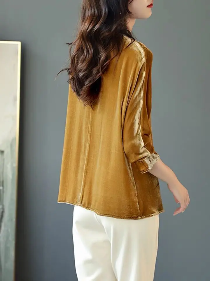 Spring Elegant V-neck Casual velour Cardigan Coat Jacket Autunm Winter velvet Cardigan Coat Plus size  blusas verde feminina