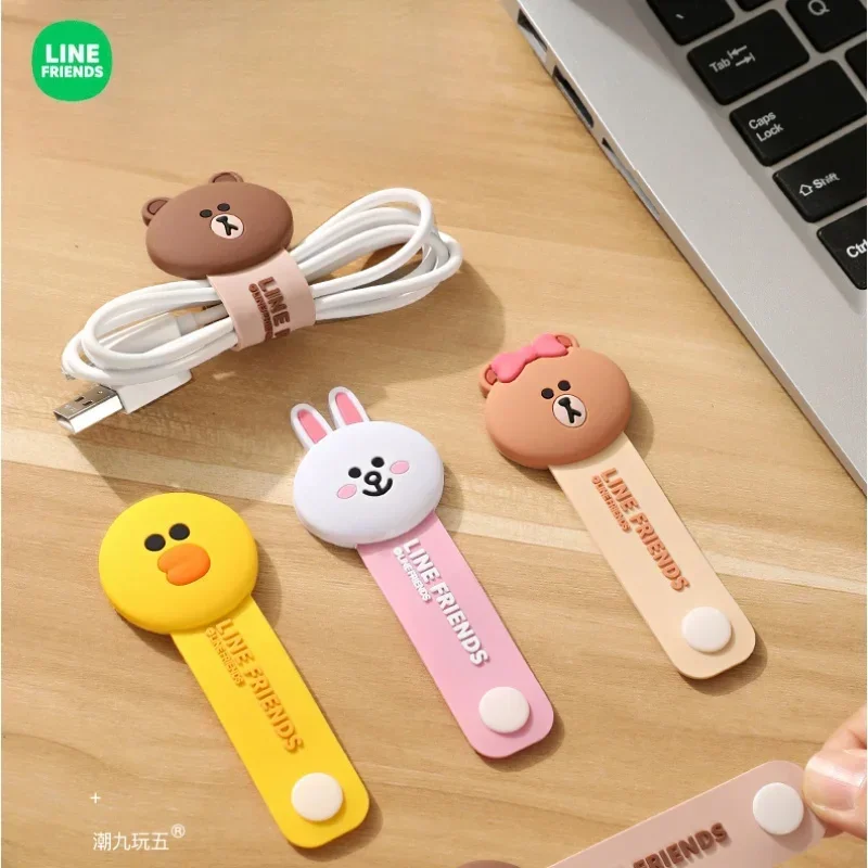 Brown Data Cable Headphone Cable Organizer Anime Kawaii Cony Fixed Anti-lost Cable Tie Hub Cartoon Computer Storage Line Friends