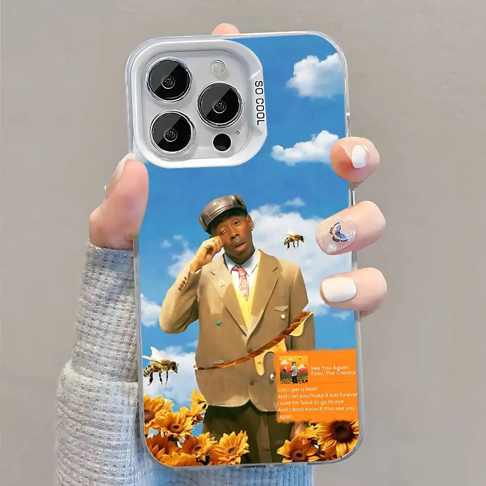 حافظة T-Tyler The Flower Boy C-Creator لهاتف iPhone 16,15,14,13,12,11,Pro,XS,Max,Plus,Mini,SE غطاء مقاوم للصدمات من الحلوى البيضاء غير اللامعة