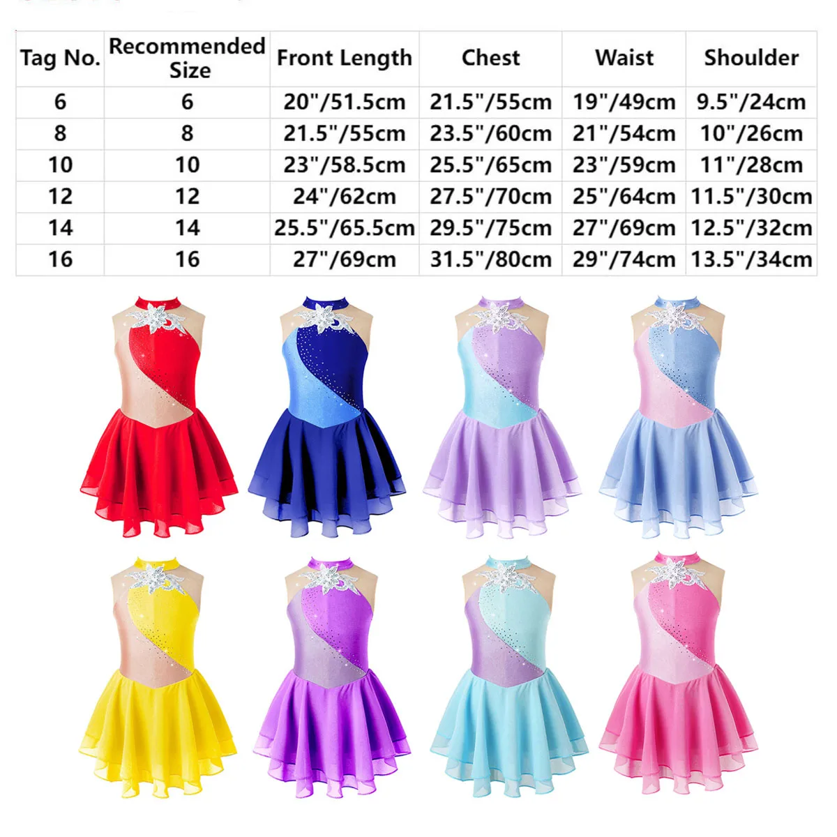 Bambini ragazze paillettes danza classica body figura pattinaggio su ghiaccio vestito manica lunga maglia giuntura gonna Tutu ginnastica body Costume