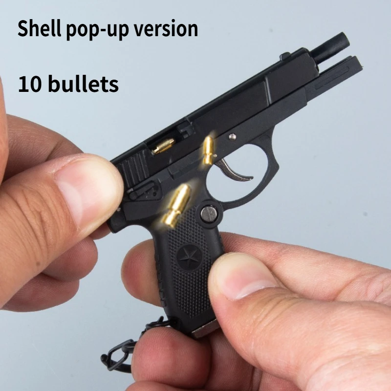 

1:3 QSZ92 Semi-alloy Gun Model Shell Pop-up Version Toy Detachable Metal Keychain Men's Gift Desk Decoration