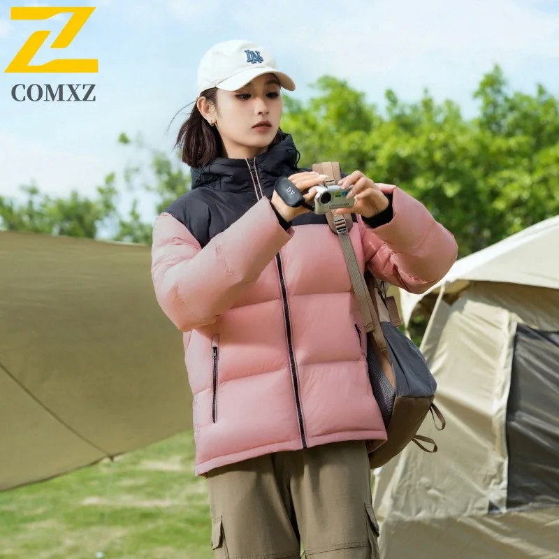 

COMXZ унисекс куртка-пуховик классическая с капюшоном уличная снежная морозостойкая парка походный дорожный легкий зимний пуховик