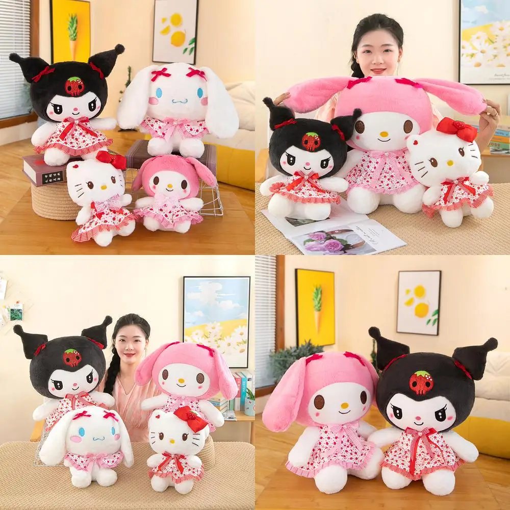 

Kawaii Kuromi плюшевая игрушка милая кукла с клубникой Kuromi Hello Kitty My Melody мягкие куклы детский подарок на день рождения мягкий