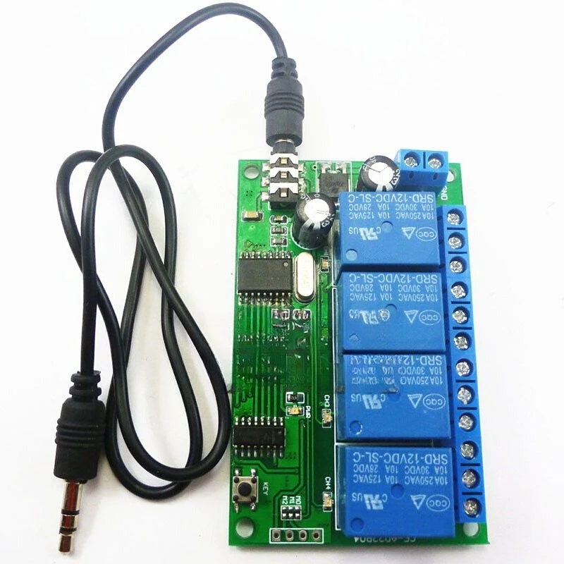AD22B04 4 Channel DTMF Audio Decode Relay Module 12V Adjustable Control Command Wireless Receiver Board