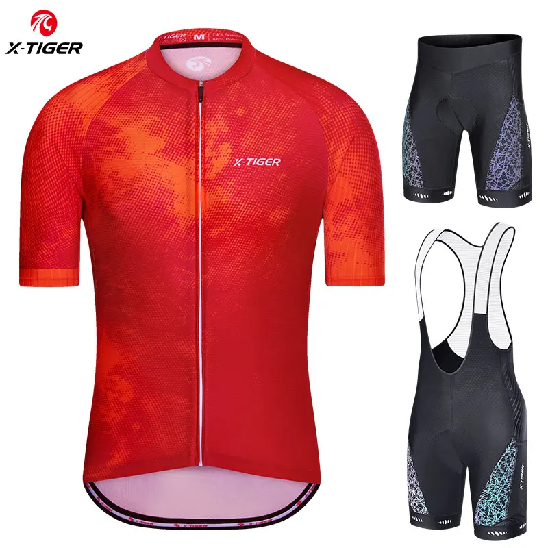 

X-TIGER Cycling Set Summer Men Cycling Jerseys and Reflective Cycling Shorts MTB Anti-UV Bike Jerseys Set Short Sleeve Sportwear