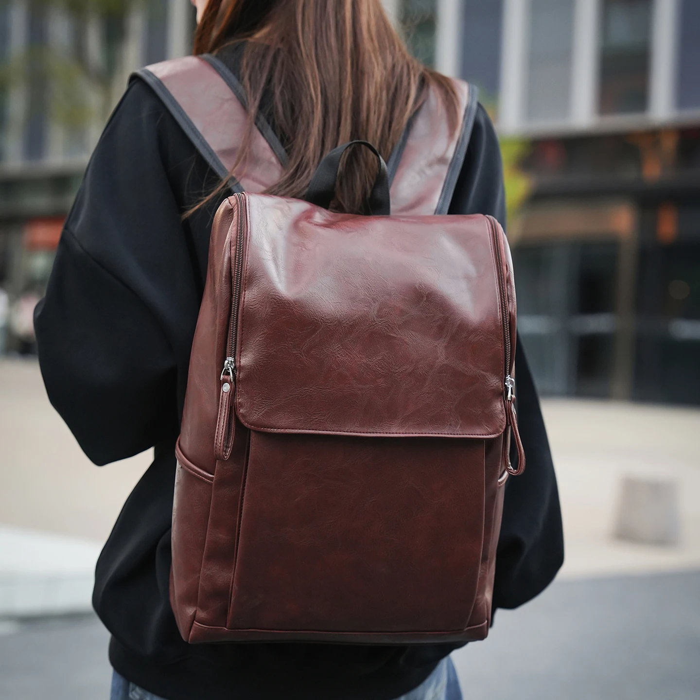 Tiptoegirls Fashion Soft Leather Schoolbag Big Capacity Travel Backpack Individual 13