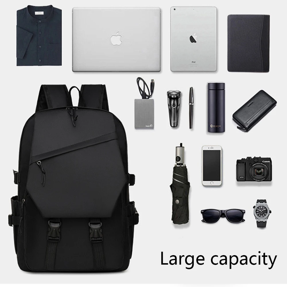 Mochila de computador de grande capacidade masculina, mochila estudantil simples e casual de negócios