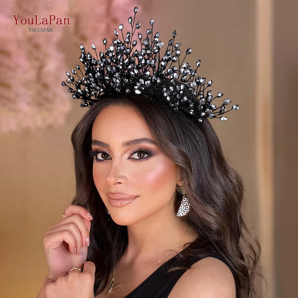 

TOPQUEEN обруч для волос с кристаллами для невесты, свадебная роскошная корона, вечерние повязка на голову, женский модный головной убор, аксессуары для волос ручной работы HP848