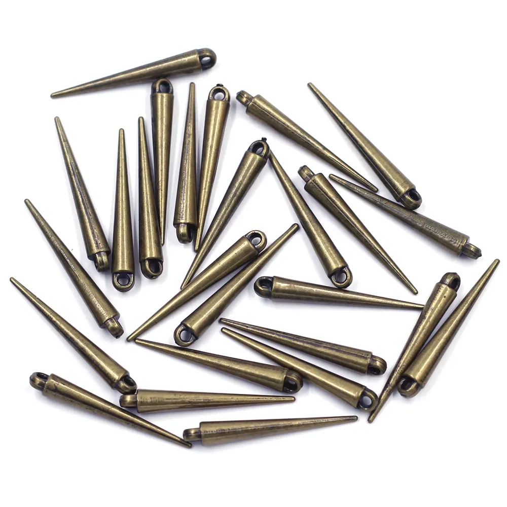

50Pcs Pendants Cone Acrylic Spike Tear Rivet Punk Studs and Spikes Earring Bronze Tone Jewelry DIY Making Findings Charms 5x34mm