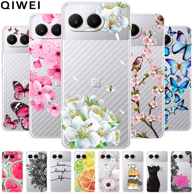 For One plus Nord 4 Case 6.74'' Flowers Transparent TPU Silicone Funda Capa for Oneplus Nord 4 Nord4 5G Soft Covers Coques bags