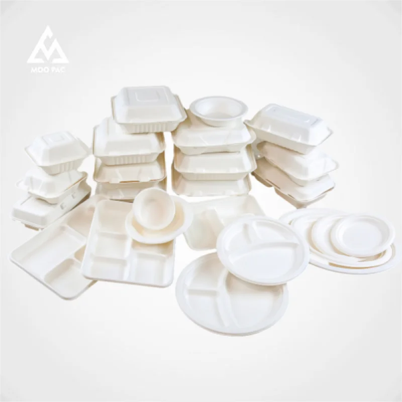 10 00piece.Custom.Bio-degradable Sugarcane Bagasse Food Container Clamshell Catering Boxes Plates Tray