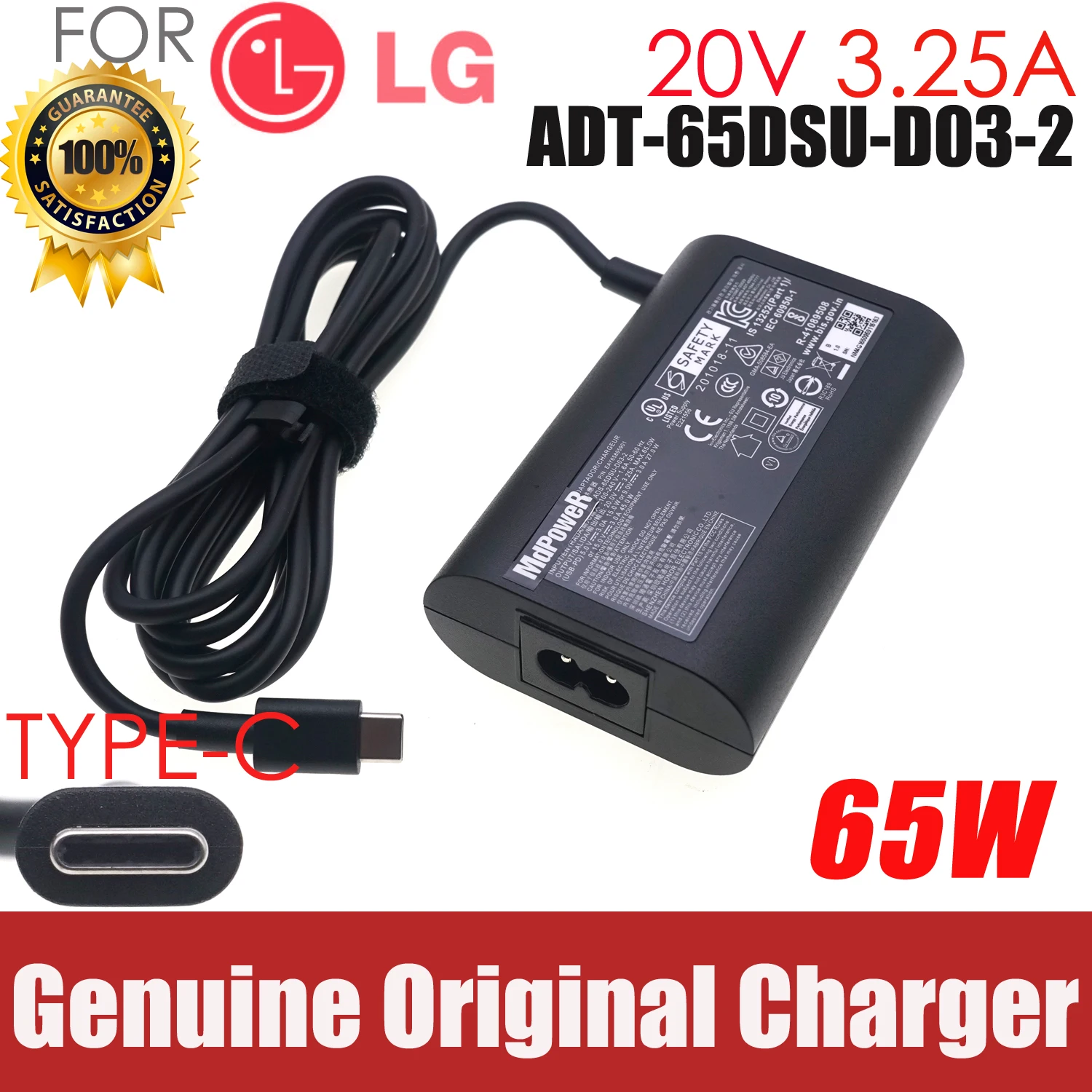 

Genuine 65W USB Type C 20V 3.25A AC Adapter Power Charger For LG gram 17Z90Q 16Z95PD 17Z90P-K.ADC9U1 EAY65895901 EAD62565305