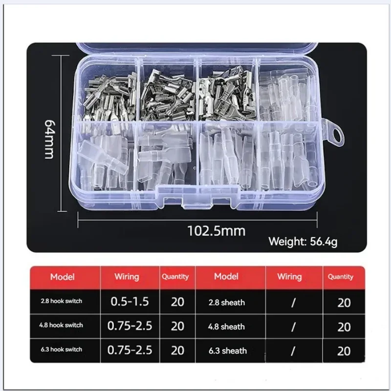 120 STKS Goud Zilver Docking Terminal Kabel Blote Terminal Lente Insert Schede Terminal Set Mannelijke En Vrouwelijke Paar Terminal Box Djc