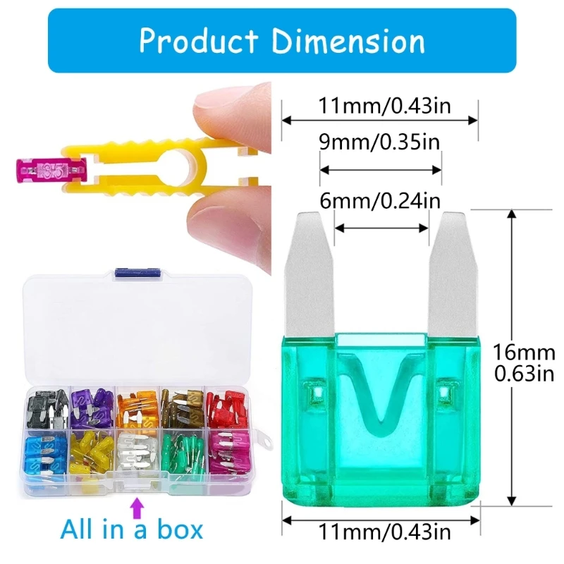 Praktisches kleines Kfz-Sicherungsset, 120-teilig, robuste Zines-Legierungskonstruktion, tragbares Zubehör für langlebigen