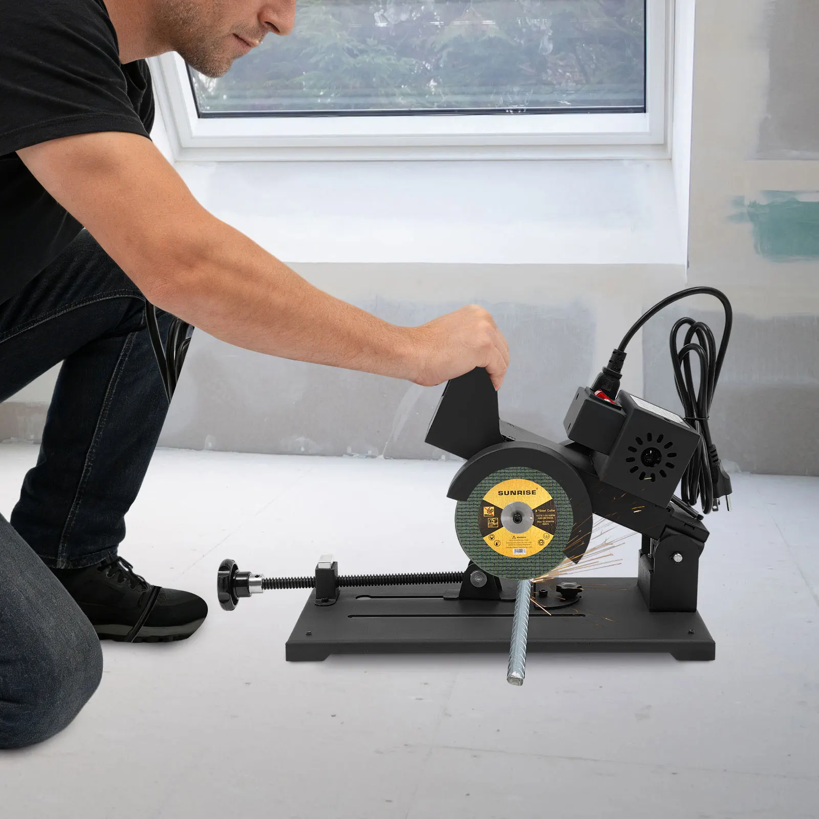 Sliding Cutting Saw 300W, Multifunctional Push-Pull Saw with 3 Blades, 45-90° Adjustable Angle 7000RPM for Wood Metal Ceramic