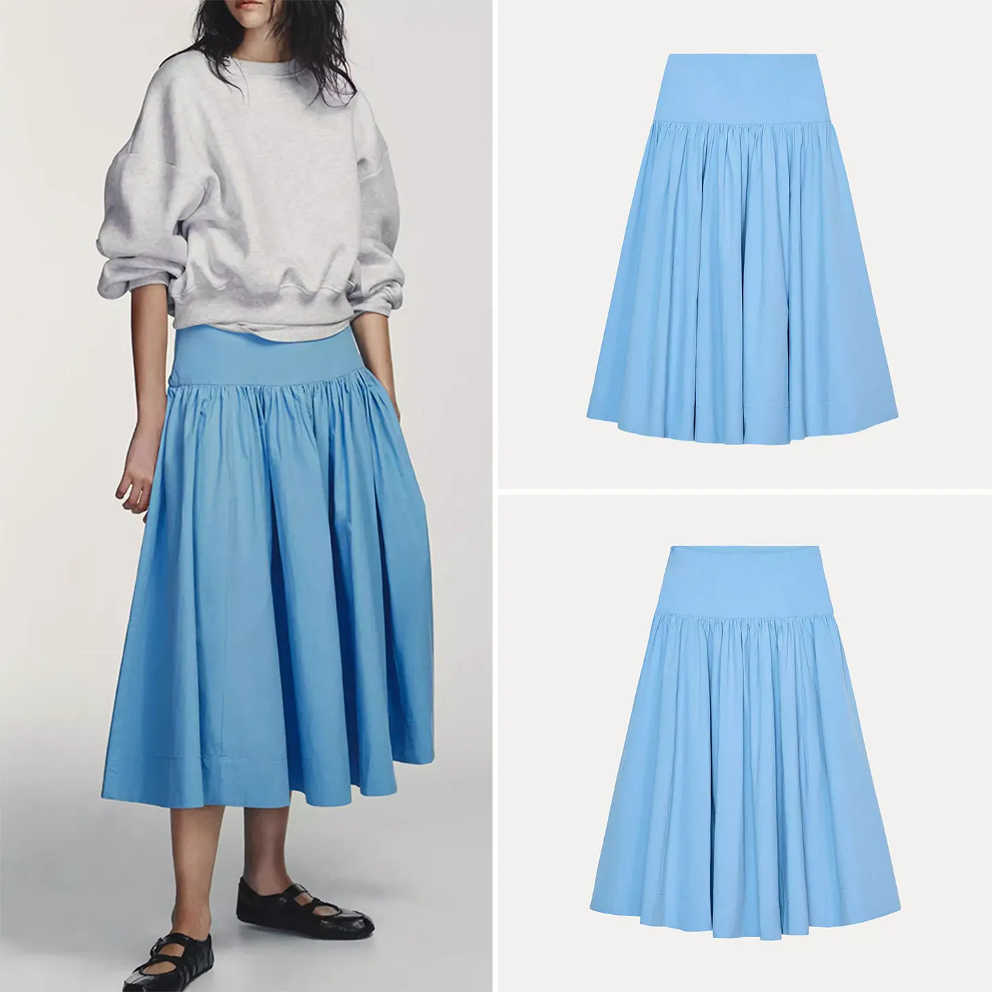 

Женская модная юбка миди Z, весна-осень 2025, новинка, пышная юбка А-силуэта средней длины