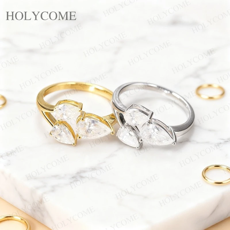 

Customized Ring Moissanite Stone Pear Shape Ring D Color VVS1 925 Sterling Silver Top Quality For Wedding Christmas Jewelry Gift