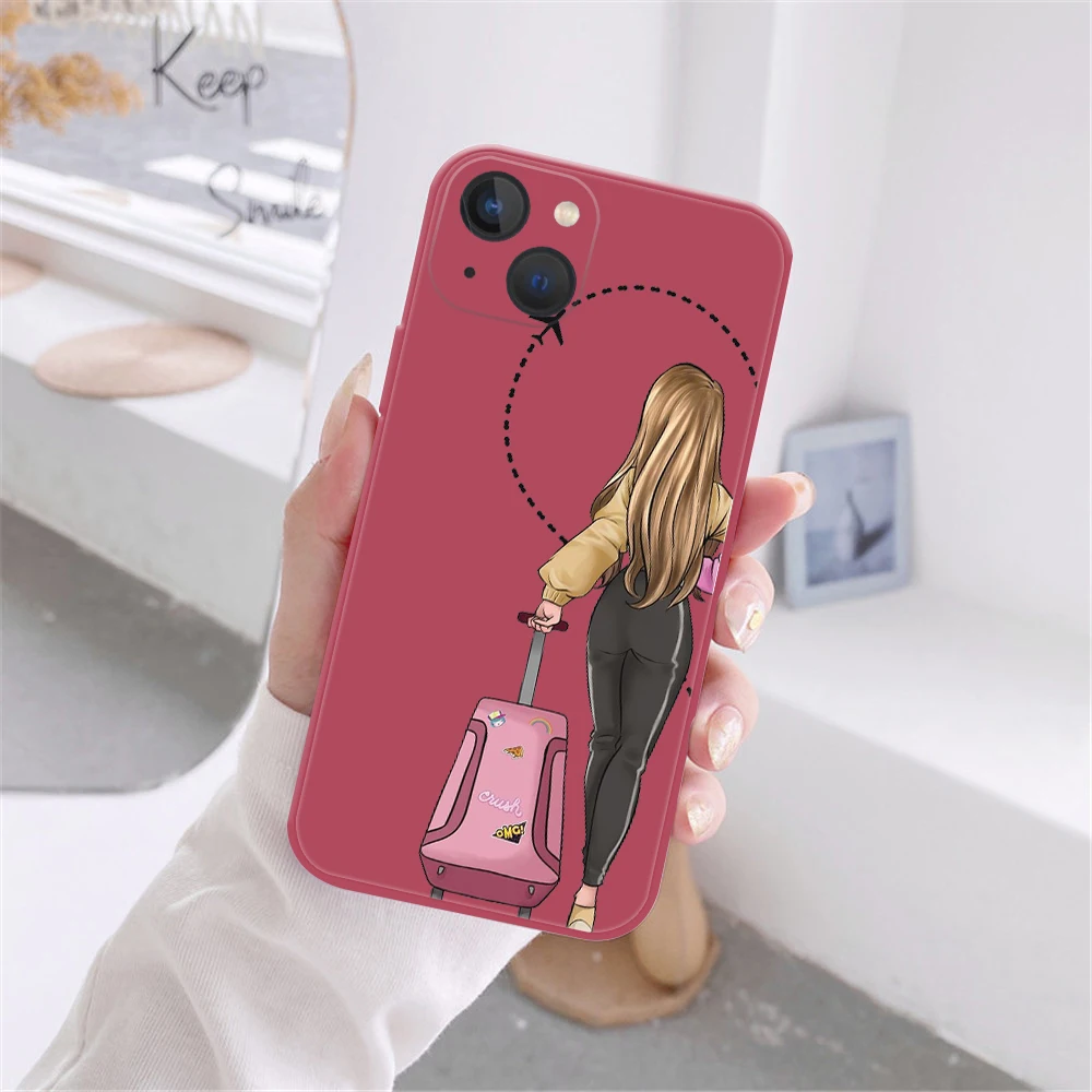 Luxury Travel Girls Bff Best Friends Forever Phone Case For iPhone 13 12 11 14 Pro Max XSMax XR X 8 14 Plus Red Soft Bumper case