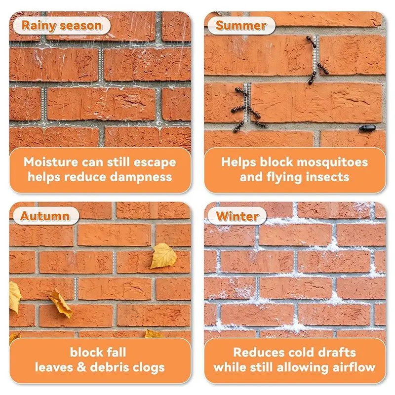 ABMH-For Brick Weep Hole Covers 40PCS Stainless Steel Spring Design For Wall Drainage Hole Screen Replacement Parts