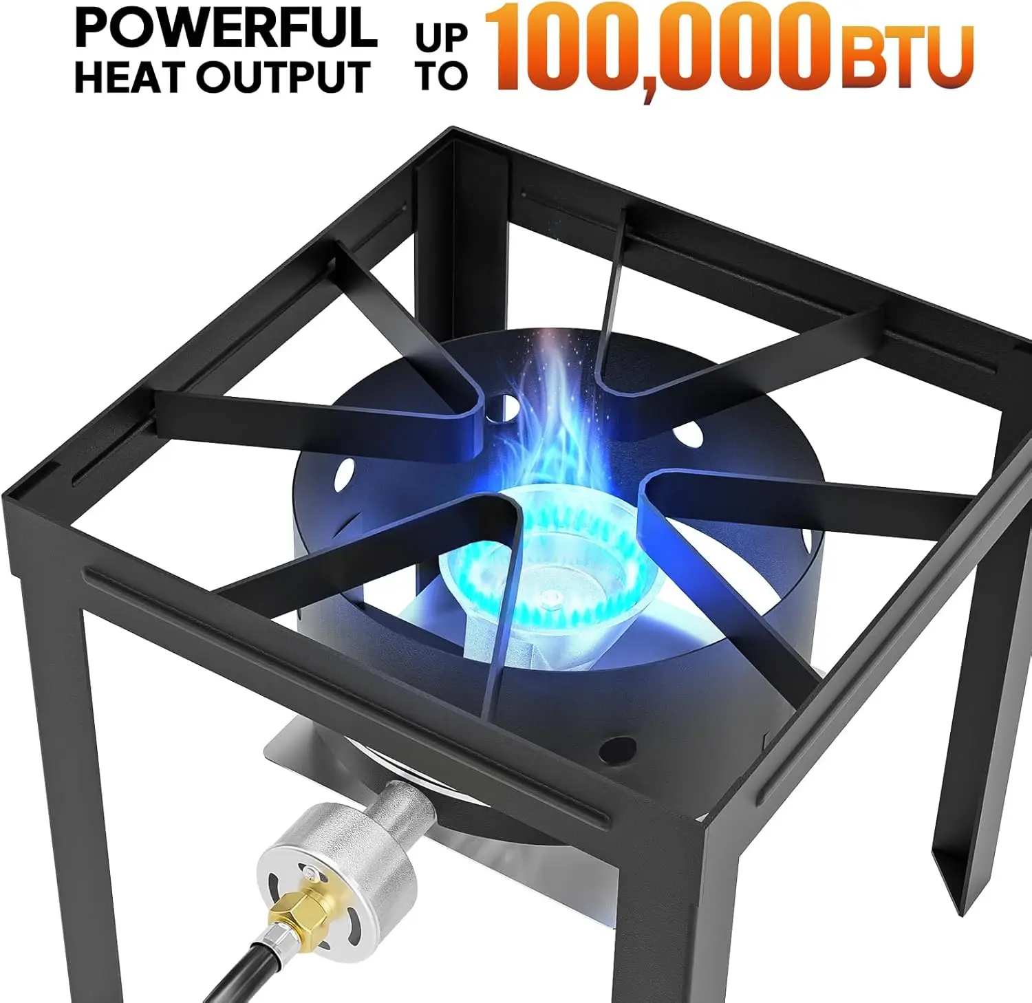 100,000 BTU High Pressure Propane Burner with Foldable Side Shelf, Single Gas Stove with Regulator for Outdoor Cooking, Camping