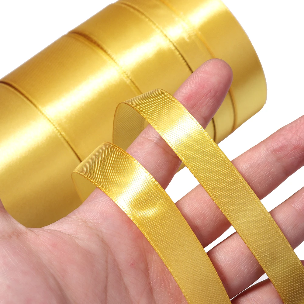Bridal Sash Ribbon - Gold Satin Ribbon 25yards 6mm -