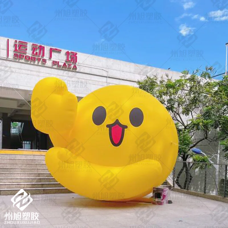

Custom inflatable high-five smiley face, yellow smiley face model and air model, decorative props for holiday activities