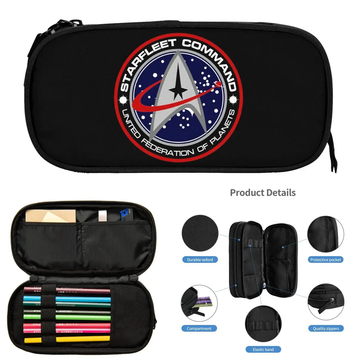 

Star Treks Science Fiction TV Series Pencil Cases for Students School Pen Box Pencil Bag Large Capacity Pencil Pouch Storage