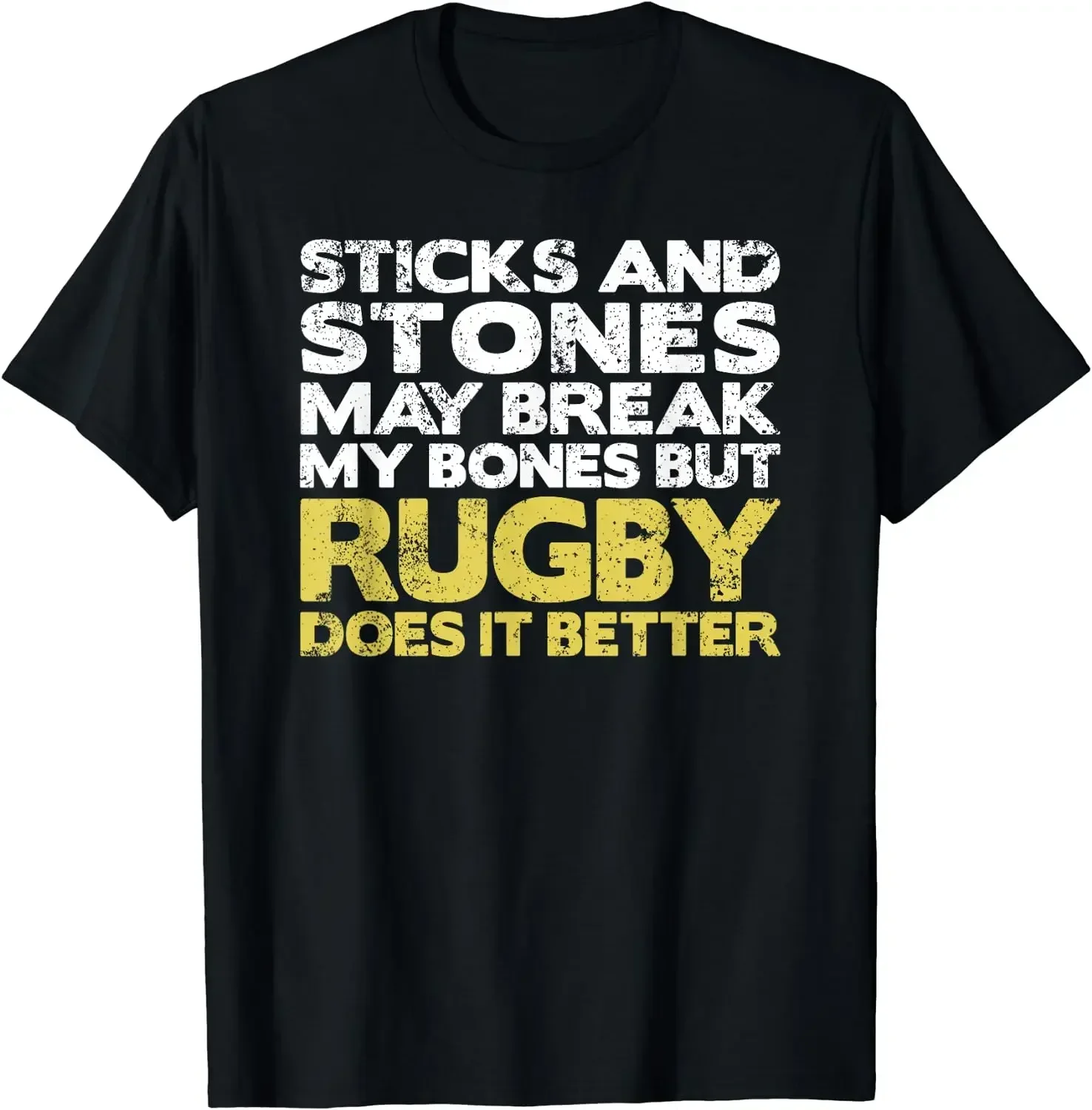 Funny Rugby TShirt - Sticks and Stones May Break My Bones Printed T-shirt Man Summer Classic Streetwear Loose Tops