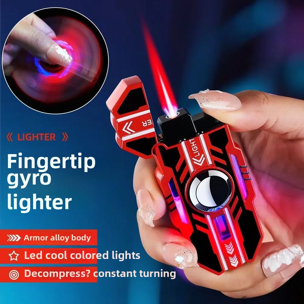 Зажигалка Tide Play Mech, вращающаяся светящаяся ветрозащитная, с красным пламенем, бутановая зажигалка, вращающаяся гироскопическая зажигалка, подарок для парней Зажигалка Tide Play Mech, вращающаяся светящаяся ветрозащитная, с красным пламенем, бутановая зажигалка, вращающаяся гироскопическая зажигалка, подарок для парней