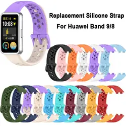 Silicone Watch Strap For Huawei Band 9/8 Breathable Smart Watchband Replacement Bracelet