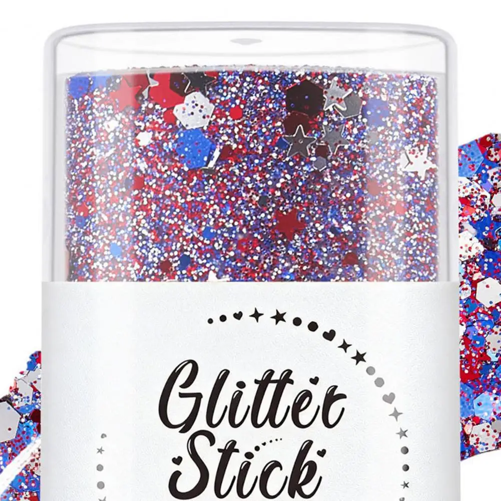 Body Sequins Stick Independence Day Body Glitter Stick Patriotic Usa Flag Face Hair Sparkling White Blue Makeup for 4th