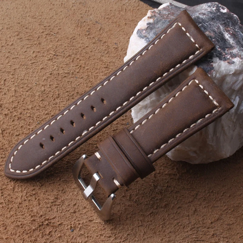 

Кожаный верхний слой Crazy Horse, спортивный мужской ремешок для часовPanerai, ремешок для часов 22 мм, 24 мм, 26 мм